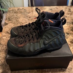 Nike Men's Sequoia/Black- Team Orange Foamposite Sneakers